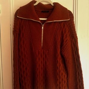 Ann Taylor Cable Knit Quarter Zip